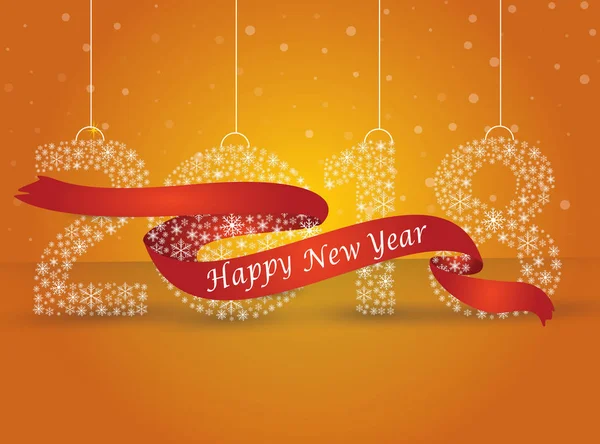 Feliz año nuevo 2018, el número hecho con copos envueltos en rojo — Archivo Imágenes Vectoriales