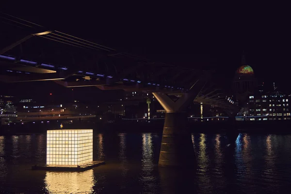 The cube, art installation on Thames river in London by korean artist