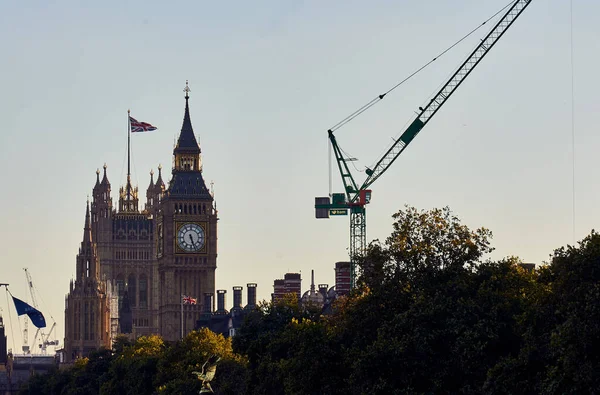 Big Ben Und Kräne London — Stockfoto