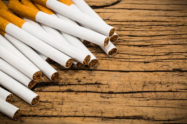Stack Cigarette Wood Table Background — Stock Photo, Image
