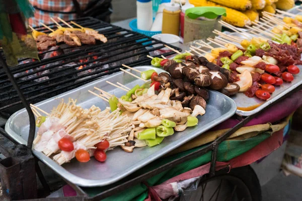 Straat Voedsel Thailand Grilled Champignons Bbq — Stockfoto