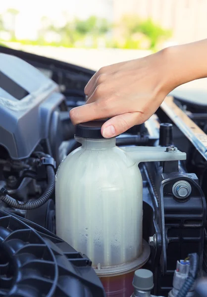 Koelvloeistof auto te controleren — Stockfoto