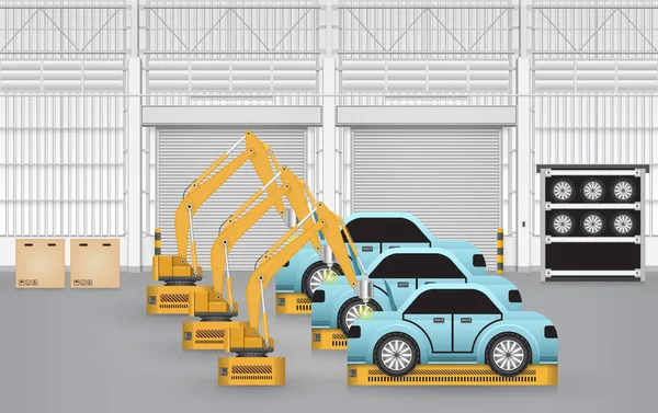 Robot fábrica de carros —  Vetores de Stock