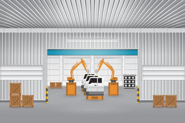 Robot fábrica de carros — Vetor de Stock