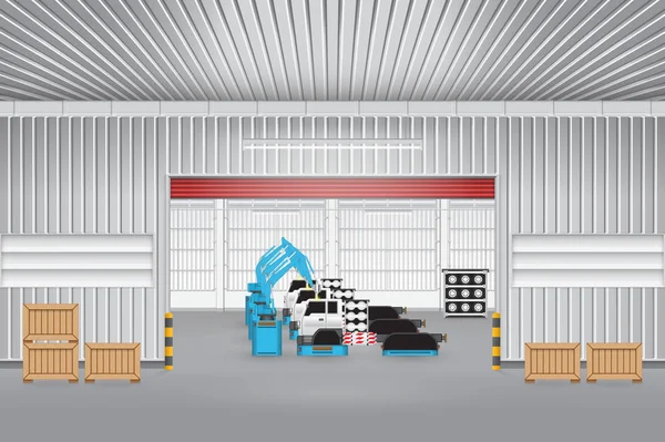 Robot car factory — Stock Vector
