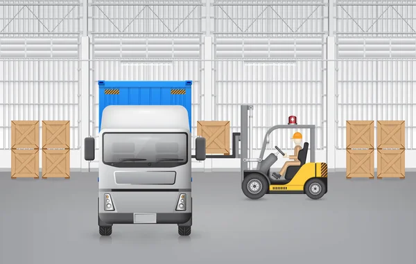 Forklift kamyon konteyner — Stok Vektör