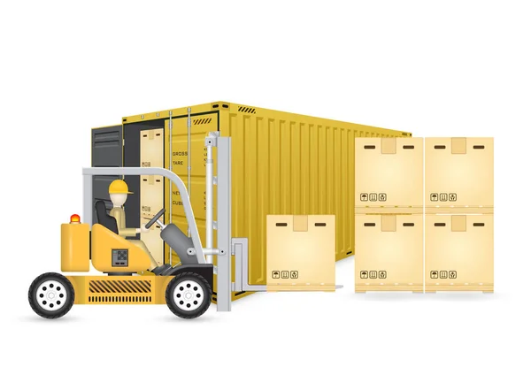 Forklift cargo container — Stock Vector