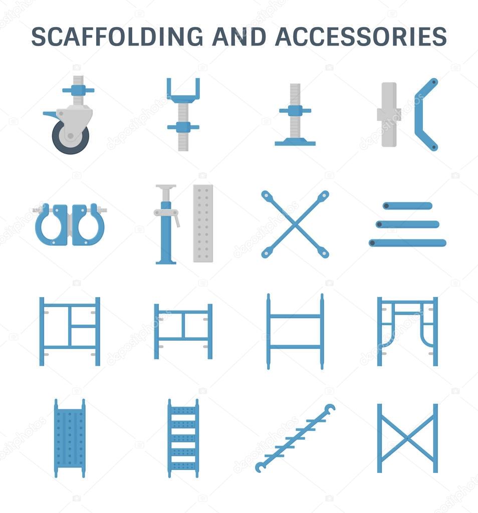 Scaffolding and pipe vector icon set.