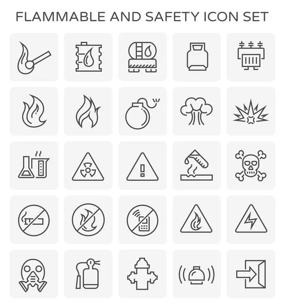 Flammable Safety Icon Set — Stock Vector