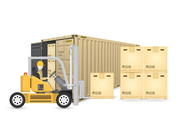 Forklift kargo konteyner — Stok Vektör