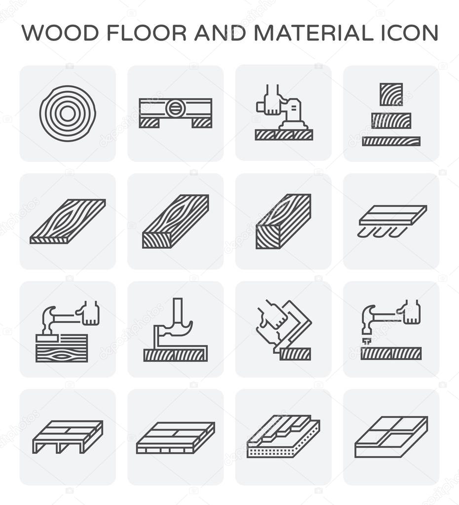 Wood floor and construction tool  icon set.