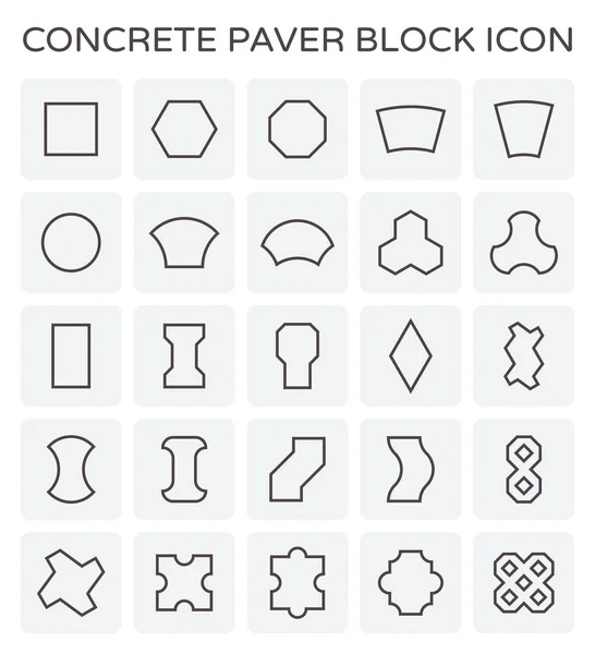 Pavimentadora Hormigón Bloque Icono Piso Conjunto — Archivo Imágenes Vectoriales