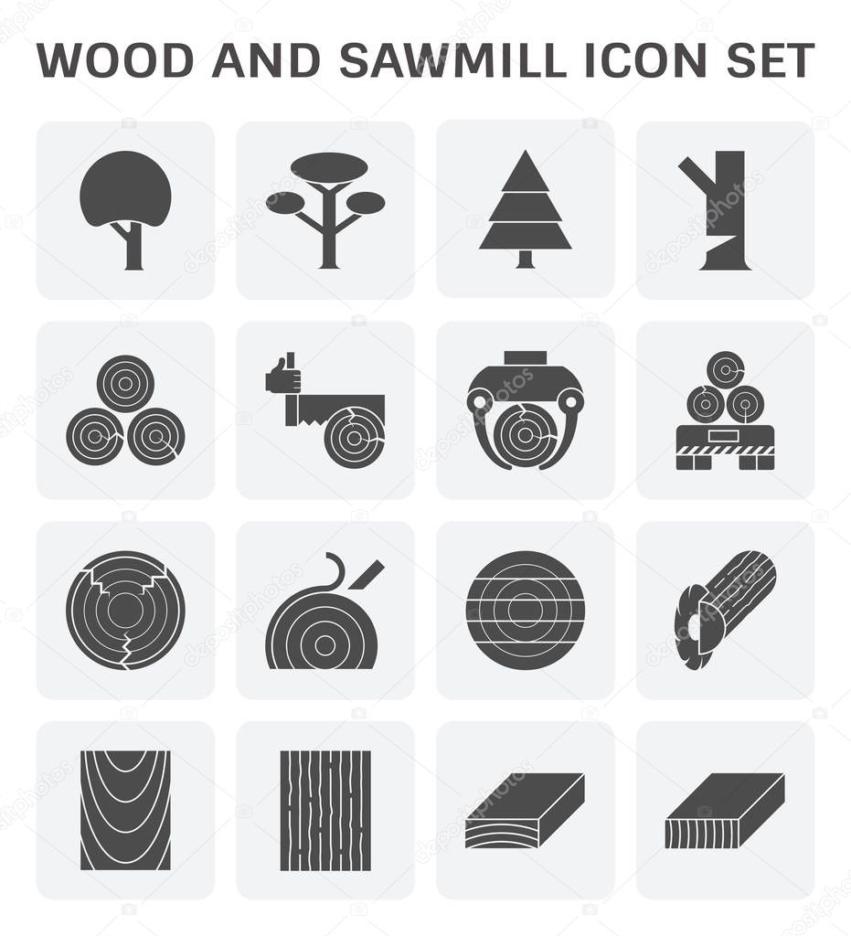 Wood and sawmill icon set for Wood and sawmill industry design element.