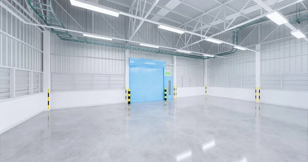 Rendering Factory Building Concrete Floor Shutter Door Industrial Background — Stock Photo, Image