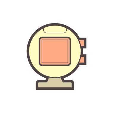 Beyaz üzerine spor kamera ve fotoğraf ekipmanı vektör ikonu tasarımı.