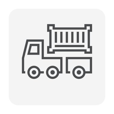 Kargo nakliye gemisi ve kargo konteynırı ikonu tasarımı, 64x64 mükemmel piksel ve düzenlenebilir felç.