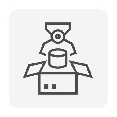 Ürün kutusu, 64 x 64 mükemmel piksel ve düzenlenebilir kontur ile çalışan robot.