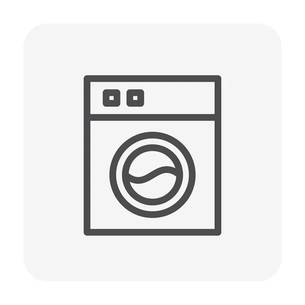 Design Ícone Máquina Lavar Roupa Preto Contorno Curso Editável — Vetor de Stock