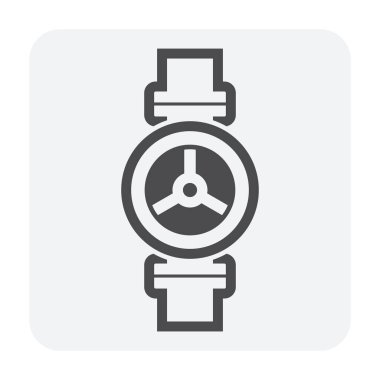 Boru konektörü ve valf simgesi.