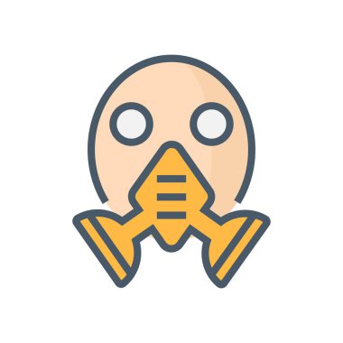 Gaz maskesi veya güvenlik ekipmanı vektör ikonu tasarımı, 64x64 piksel mükemmel ve düzenlenebilir vuruş.