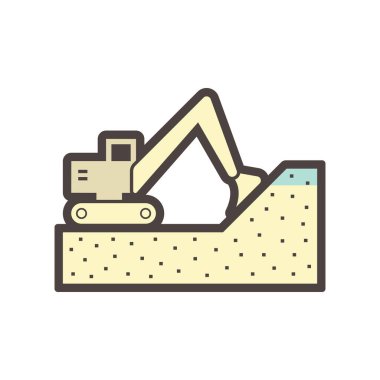 Kazıcı ya da toprak kazma ekipmanı vektör ikonu tasarımı.