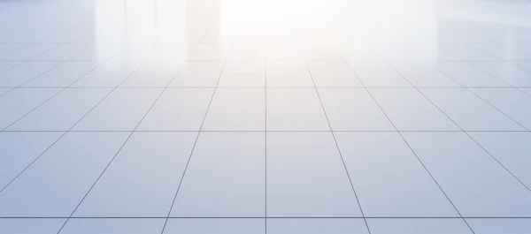 Renderização Sala Vazia Piso Azulejo Branco Condição Limpa Para Fundo — Fotografia de Stock