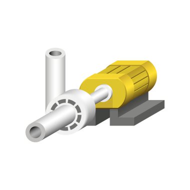 Beyaz arka plan üzerinde izole su dağıtımı için elektrikli su pompası ve tarım ekipmanları.