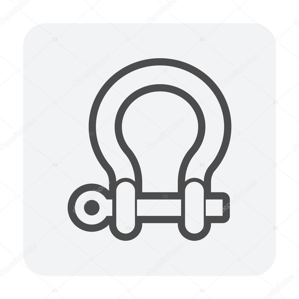 Shackle steel vector icon design on white background.
