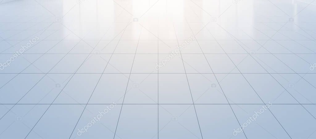 3d rendering of empty room and white tile floor clean condition for background.