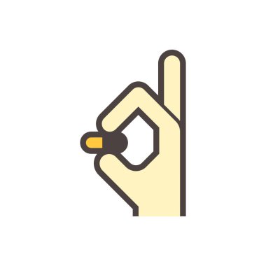 Beyaz üzerinde ilaç üretimi ve üretim vektör ikonu tasarımı.