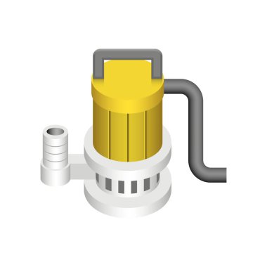 Beyaz arka plan üzerinde izole su dağıtımı için elektrikli su pompası ve tarım ekipmanları.