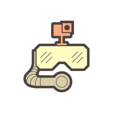 Aksiyon kamerası ve dalış maskesi vektör simgesi tasarımı beyaz üzerine.