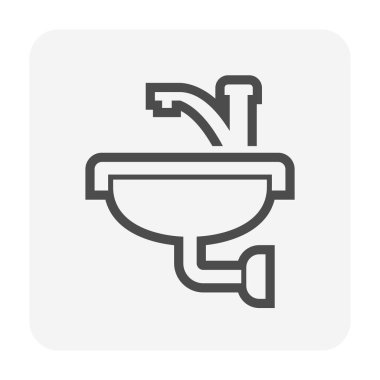 Tesisat işi grafik tasarım elementi için lavabo ve musluk vektör simgesi tasarımı.