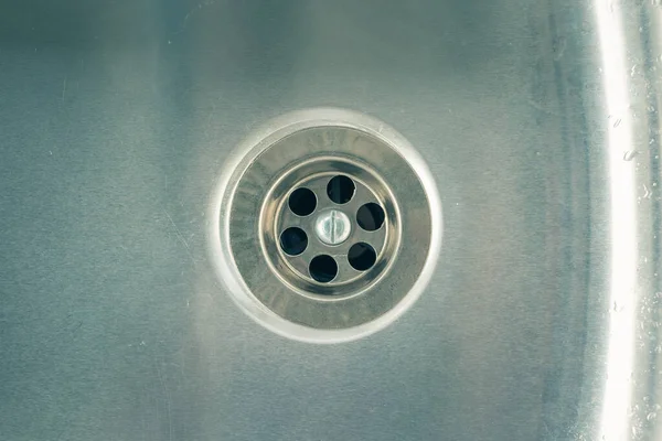 Wash Sink Stainless Steel Drain Hole — Stock Photo, Image