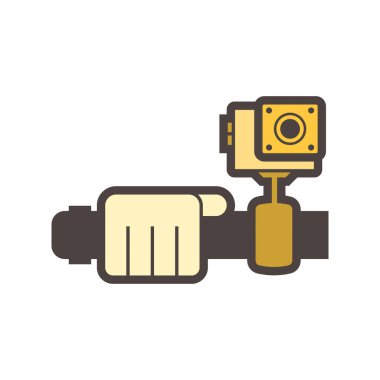 Beyaz üzerine spor kamera ve fotoğraf ekipmanı vektör ikonu tasarımı.