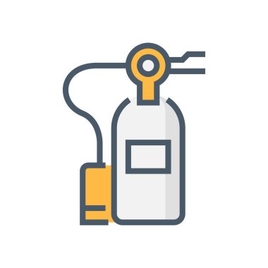 Yangın söndürücü veya güvenlik ekipmanı vektör ikonu tasarımı, 64x64 piksel mükemmel ve düzenlenebilir vuruş.