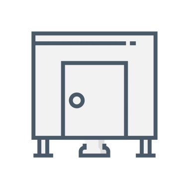 Tuvalet vektörü simgesinde beyaz üzerine disk bölme duvarı ya da bölme ekipmanı.