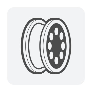 Beyaz arkaplanda çelik alaşımlı tekerlek vektör ikonu tasarımı.