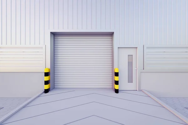 Візуалізація Складської Будівлі Дверей Затвора Промислового Фону — стокове фото