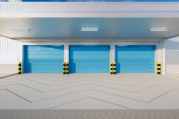 Rendering Warehouse Building Shutter Door Industrial Background — 图库照片