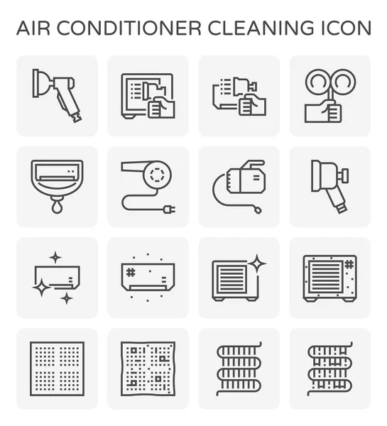 Air Conditioner Air Compressor Cleaning Vector Icon Set Design Editable — Stock Vector