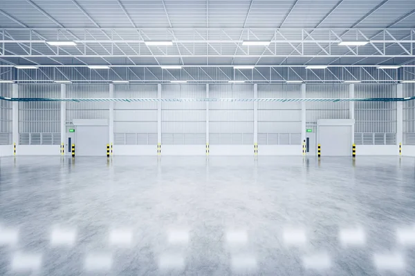 Rendering Empty Warehouse Shutter Door Concrete Floor Industrial Background — Stock Photo, Image