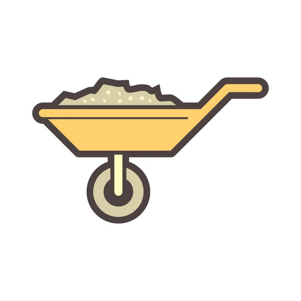 Wheelbarrow Hormigón Dentro Diseño Icono Vector — Vector de stock