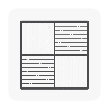 Ahşap zemin deseni ve malzeme simgesi, siyah renk.