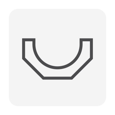 Gutter şekil simgesi profil görünümü, 64x64 mükemmel piksel ve düzenlenebilir vuruş.