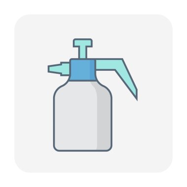 Tarımsal sprey aracı ve su tankı simge tasarımı, siyah ve anahat.