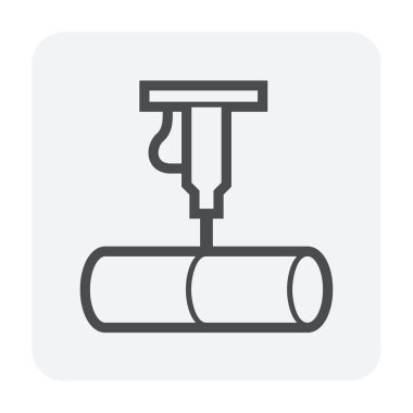 Beyaz arkaplanda çelik boru kesme vektör simgesi tasarımı.