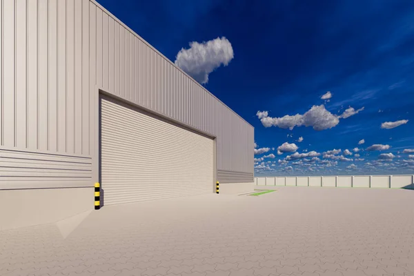 Rendering Warehouse Building Shutter Door Industrial Background — 图库照片