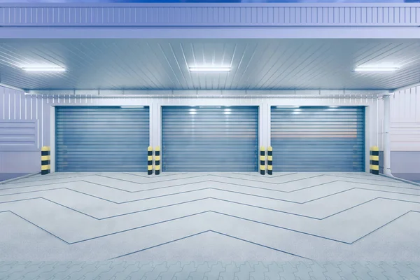 Візуалізація Складської Будівлі Дверей Затвора Промислового Фону — стокове фото