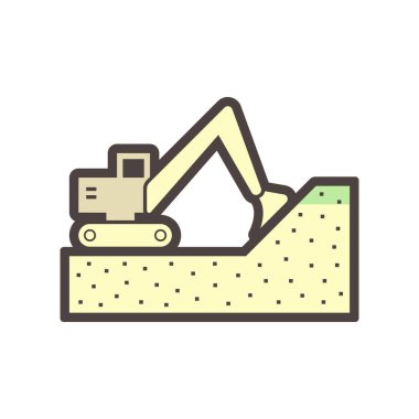 Kazıcı ya da toprak kazma ekipmanı vektör ikonu tasarımı.